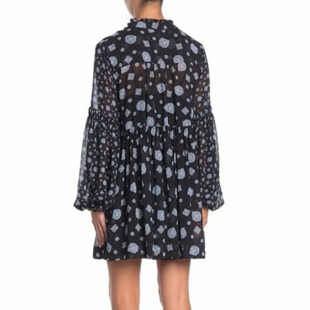 FREE PEOPLE Medallion Print Turn Turn Relaxed Fit Long Sleeve Mini Dress Size S - Picture 3 of 7